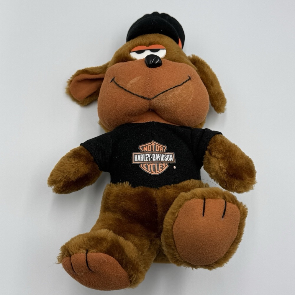 Vintage 1991 Harley-Davidson PM.I Plush Dog Mascot Stuffed Toy Brown‎ Biker